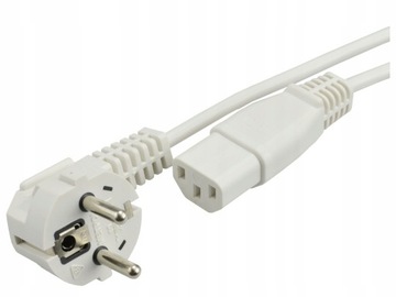 Kabel zasilający do komputera PC monitora biały 5m