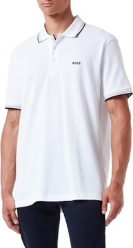 Męska koszulka polo BOSS z bawełny organicznej z kontrastowym logo DEFEKT