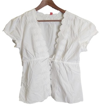 ESPRIT biała koronkowa bluzka damska wiązana D XL