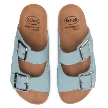 SCHOLL MOLDAVA skórzane klapki, buty medyczne blue