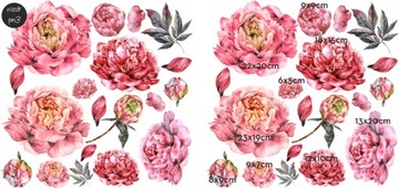 PIWONIE kwiaty PEONIE Naklejki na ścianę 100x100