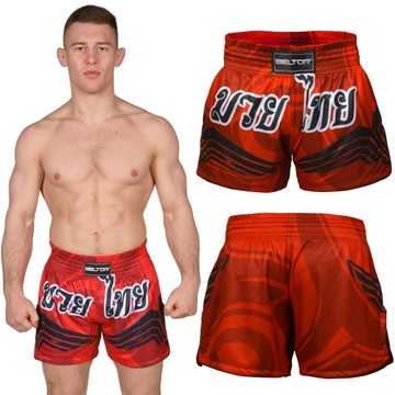 BELTOR SPODENKI TRENINGOWE MUAY THAI 02 ROZMIAR L CZERWONE SPORTOWE