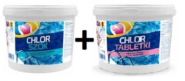 TABLETKI + CHLOR SZOK ZESTAW CHEMIA BASENOWA 2x3KG