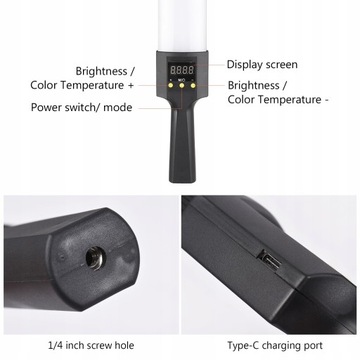 Andoer 20W Kolorowe ręczne światło RGB Wand Stick