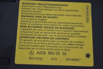 MERCEDES A209 CLK350 2006 RHD PODHLAVNÍK PALEC BEZPEČNOSTI