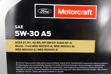 FORD MOTORCRAFT МОТОРНОЕ МАСЛО XR SYNTH A5 5W30 5л