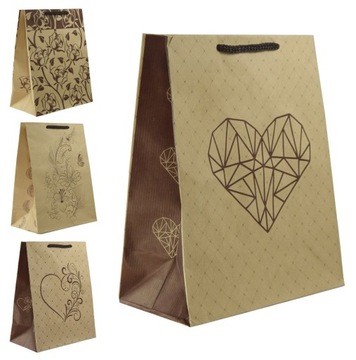 Torebki papierowe ozdobne EKO 20x9x24cm zestaw 10szt toreb prezentowych