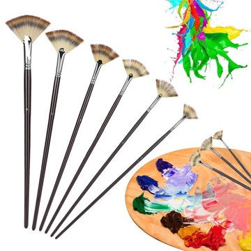 6шт Кисти для рисования с длинной ручкой, 3 цвета, нейлоновая форма 59