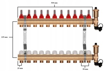 Напольный распределитель 11 + НАСОС WILO + СОЕДИНИТЕЛИ + КОРОБКА ДЛЯ СКРЫТОГО МОНТАЖА