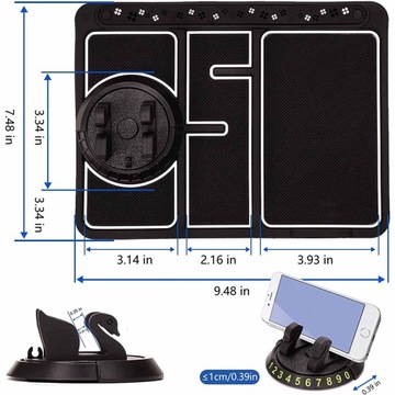 КОВРИК ПРОТИВОСКОЛЬЗЯЩИЙ В АВТОМОБИЛЕ ДЛЯ ТЕЛЕФОНА НА ПРИБОРНОЙ ПАНЕЛИ 4в1