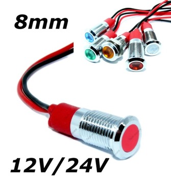Lampka kontrolna sygnalizacyjna Wskaźnik 12V 8mm