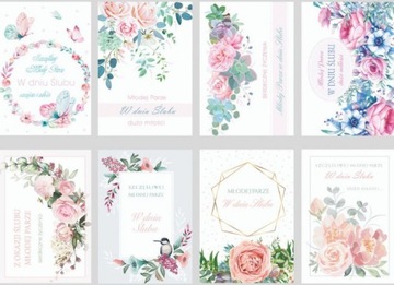 KARTKA ŚLUBNA W DNIU ŚLUBU Z KWIATAMI ELEGANCKA