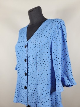 Nowa niebieska elegancka bluzka 40,L/42,XL kropki