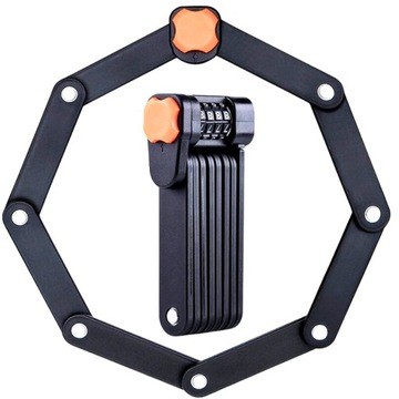 БОЛЬШОЙ ВЕЛОСИПЕДНЫЙ ЗАМОК, СКЛАДНОЙ КОМБИНИРОВАННЫЙ ЗАМОК, ЗАКАЛЕННАЯ АБС-СТАЛЬ