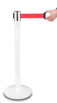 Słupek odgradzający hotelowy z taśmą 230 cm BIAŁY