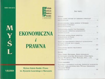 MYŚL EKONOMICZNA I PRAWNA 1/2004