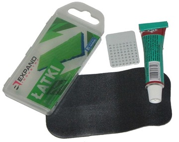 ŁATKA ZESTAW NAPRAWCZY DO MATERACY I MAT O PODŁOŻU GUMOWYM 9X5CM + KLEJ