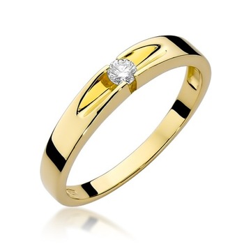 Złoty pierścionek zaręczynowy 585 obrączka 14k BRYLANT 0,08ct
