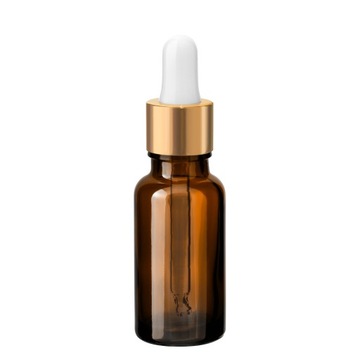 Butelka szklana brązowa 20 ml z pipetą złotą