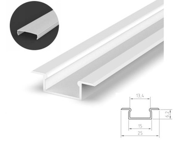 PROFIL LED WPUSZCZANY PŁASKI 1M BIAŁY+ KLOSZ ML C1