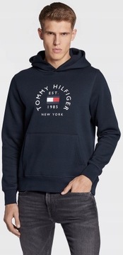 TOMMY HILFIGER BLUZA MĘSKA GRANATOWA FLAG ARCH HOODIE NA PREZENT / M