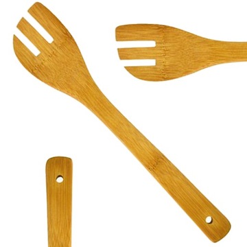 Bambusowa Łyżka Widelec Do Mieszania Ryżu i Gotowania w Woku 30cm H&S