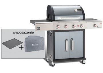 GRILL GAZOWY LANDMANN TRITON 4.1 GRAFIT PŁYTA ŻELIWNA + POKROWIEC
