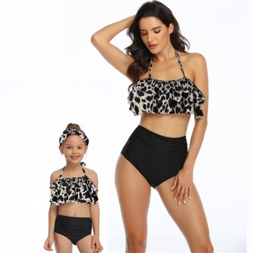 Eleganckie Bikini Z Wysokim Stanem I Falbankami Dla Matki I Córki Kolorów