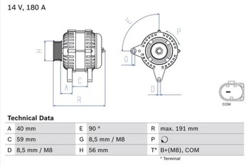ALTERNATOR SEAT ALHAMBRA 2.0 TDI 10- 0 986 081 890 BOSCH 0 986 081 890
