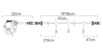 Садовый светильник-гирлянда 20 м + 21 светодиодная лампа 1 Вт для наружного освещения, водонепроницаемая