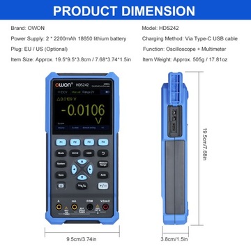 Owon HDS242 РУЧНОЙ ОСЦИЛЛОСКОПИЧЕСКИЙ МУЛЬТИМЕТР