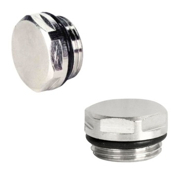 Korek chrom 1/2 z uszczelką do grzejnika stal