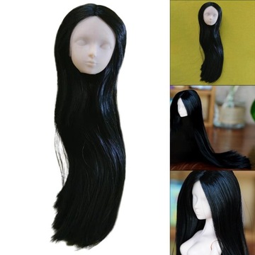 Изысканные детали куклы для лепки головы девушки 1/6 с черными прямыми волосами своими руками