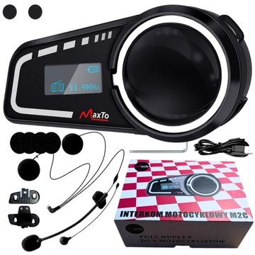 INTERKOM MOTOCYKLWY BLUETOOTH MaxTo M2C+LCD+ KONFERENCJA DO 6+POLSKI LEKTOR
