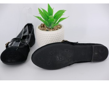 БАЛЕТКИ С ПРЯЖКОЙ, АЖУРНЫЕ ТУФЛИ С СЕТКОЙ, ЧЕРНЫЕ ЛЕТНИЕ ЖЕНСКИЕ 40