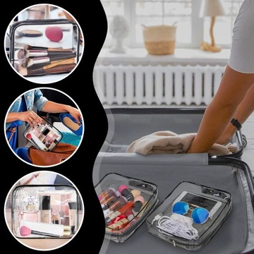 Женская и мужская дорожная косметичка, вместительный набор органайзеров x3, прозрачный
