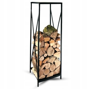 WYSOKI STOJAK KOSZ REGAŁ NA DREWNO KOMINKOWE OPAŁOWE METALOWY 111x34 CM