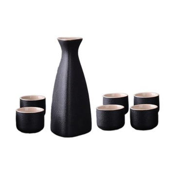 Набор японского сакэ Украшение Керамическая чашка для горшка для сакэ Черный набор сакэ