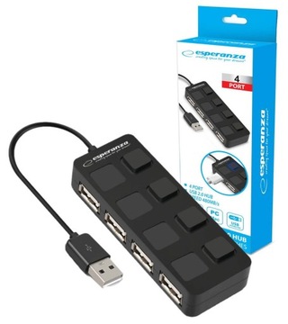 РАЗДЕЛИТЕЛЬ USB 2.0 ХАБ 4 ПОРТОВ Windows/Mac/Linux