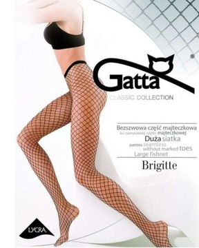 Rajstopy GATTA Kabaretki duże oczka 3/4 NERO