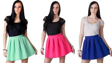 КРАСНАЯ ЮБКА-РАСКЛЕШЕННАЯ, плиссированная, с ПУТТАМИ и молнией, XS (34)