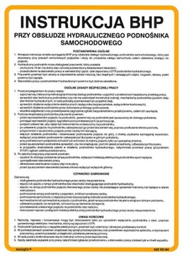 INSTRUKCJA BHP PRZY OBSŁUDZE HYDRAULICZNEGO PODNOŚNIKA SAMOCHODOWEGO PCV
