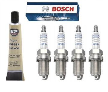 4x Świeca Świece BOSCH 0242235666 / FR7DC / SUPER PLUS +8 , Smar Miedziany