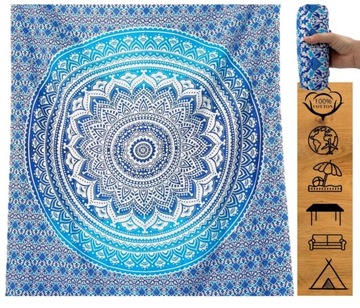 БОЛЬШОЕ ОДЕЯЛО ДЛЯ ПЛЯЖНОГО ПИКНИКА ПАРЕО ХЛОПОК КОВРИК ДЛЯ ЙОГИ FOUTA MANDALA