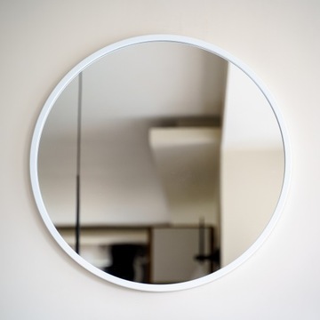 КРУГЛОЕ БЕЛОЕ ЗЕРКАЛО С РАМКОЙ ДЛЯ ВАННОЙ 90 СМ ЛОФТ