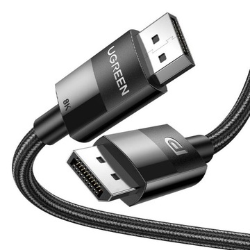 Плетеный видеокабель UGREEN 80390 2XDISPLAYPORT 1,4 ПАПА-ПАПА 2М