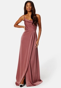 BUBBLEROOM WATERFALL HIGH SLIT SATIN GOWN SUKIENKA DŁUGA BURGUND MAXI 44