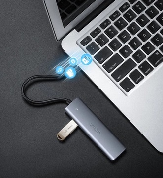 АДАПТЕР UGREEN USB HUB 4 В 1 НА 4X USB 3.0 + СЕРЫЙ КАБЕЛЬ USB-C 15 СМ £ 5