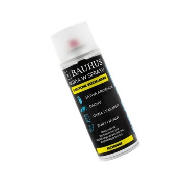 BAUHUS Guma w Sprayu Bezbarwna Okna Dachy Rury 400ml Mat