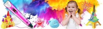3D РУЧКА ДЛЯ ДЕТЕЙ 3D PEN PRO ПРИНТЕР PLA КАРТРИДЖИ 110 МЕТРОВ XXL НАБОР